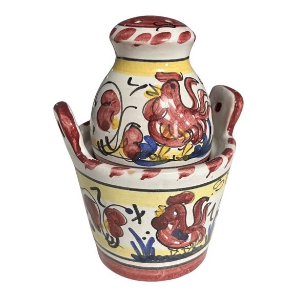 VTG Hand-Painted Ceramic Mustard Pot with Rooster Design – Made in Germany - Picture 3 of 8